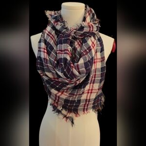 Francesca's Collections Red and Blue Plaid Scarf